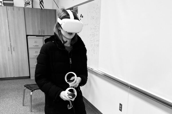 student using vr